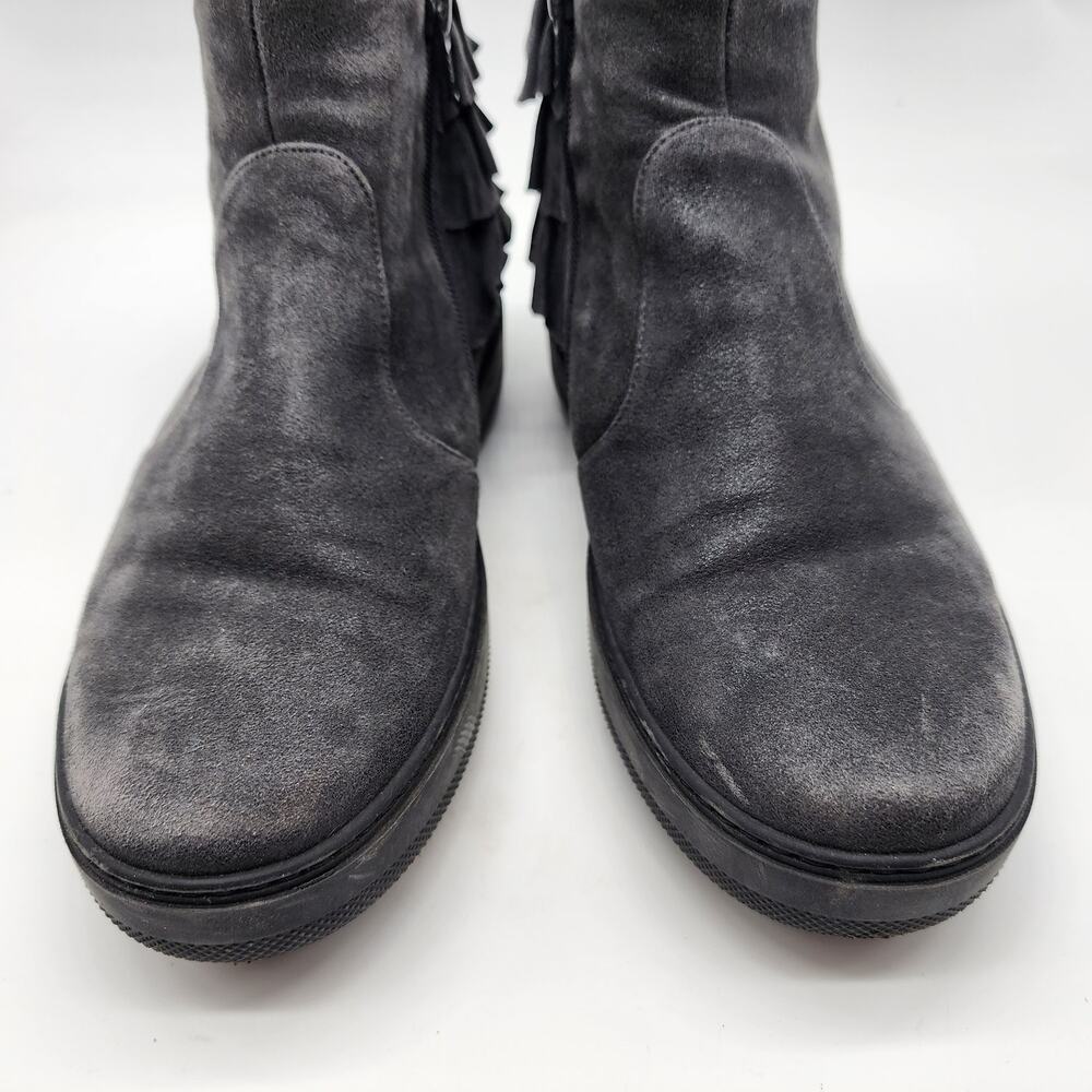 Chie Mihara Suede Ruffle Ankle Boot EU 38 US 8 Gray Side Zip - Picture 3 of 8